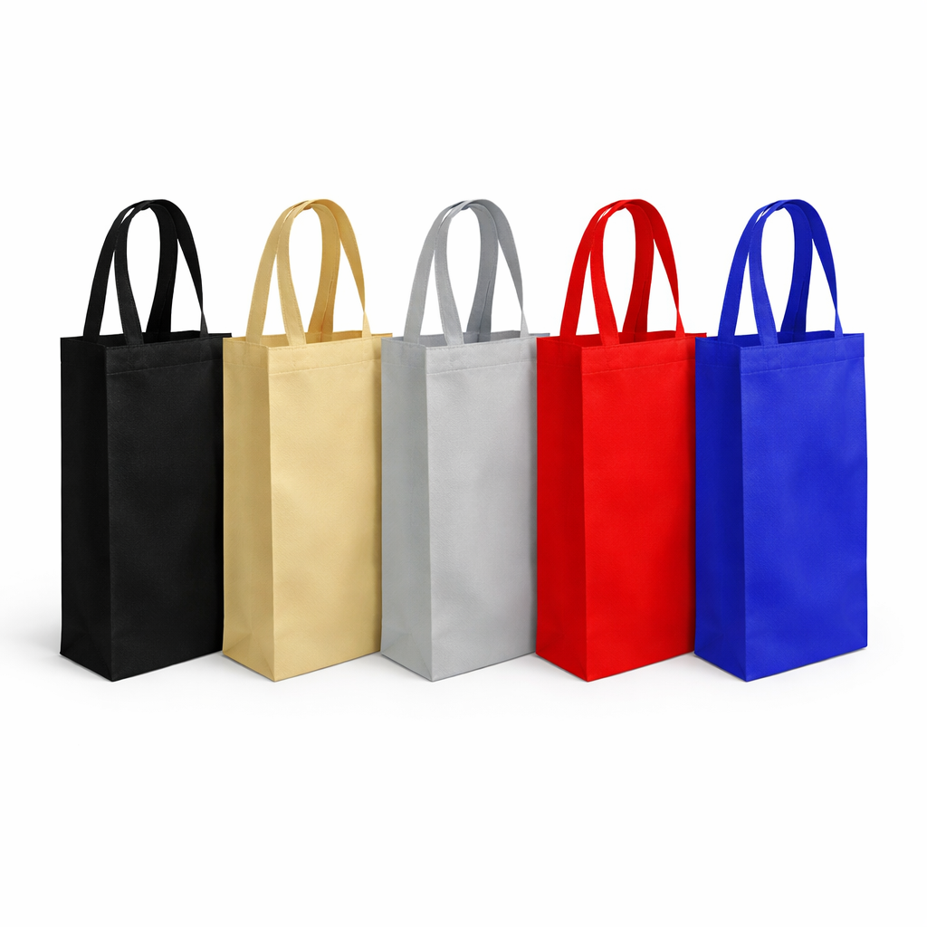 Bolsa TNT botillera cosida 30x40x12 cm reutilizable