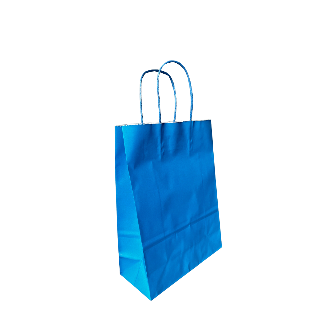 100 Bolsas Kraft Mediana FUCSIA, ROJA O AZUL 22x10x30