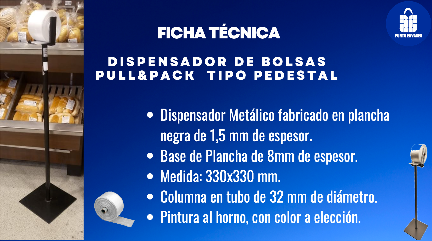 dispensador de bolsas pedestal para supermercados