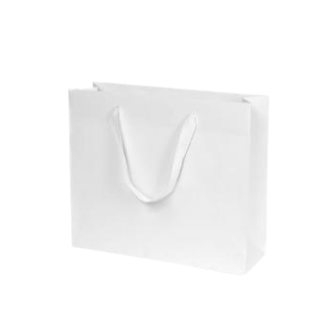 100 Bolsas Papel Couché 50x40x15 cm con Asa | Blanca o Negra